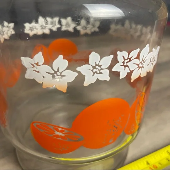 Vintage Anchor Hocking Orange Juice Jar Container - Oranges & White Blossoms 2qt - Picture 9 of 9
